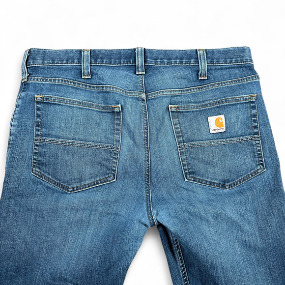 Carhartt Jeans Mens 36x33 Blue Rugged Flex Relaxed Straight Dark Wash 34x32 Tag - Picture 5 of 11